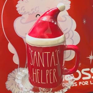 Santa's Helper Rae Dunn mug with Topper lid